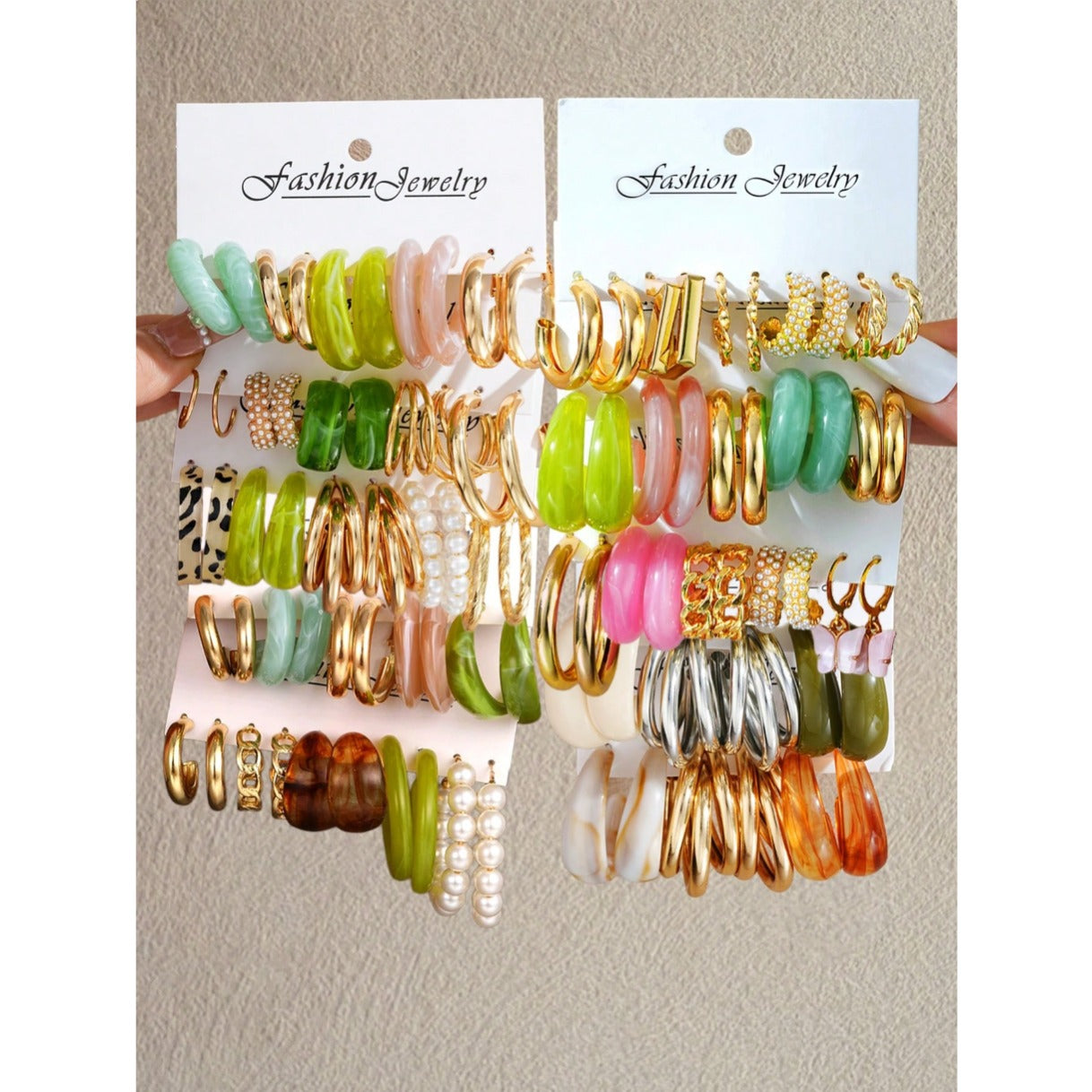 Random 20/30pcs Colorful Multi-style Geometric Earring Sets, Versatile Fashion Accessories for Women Daily Commute, Dates And Parties