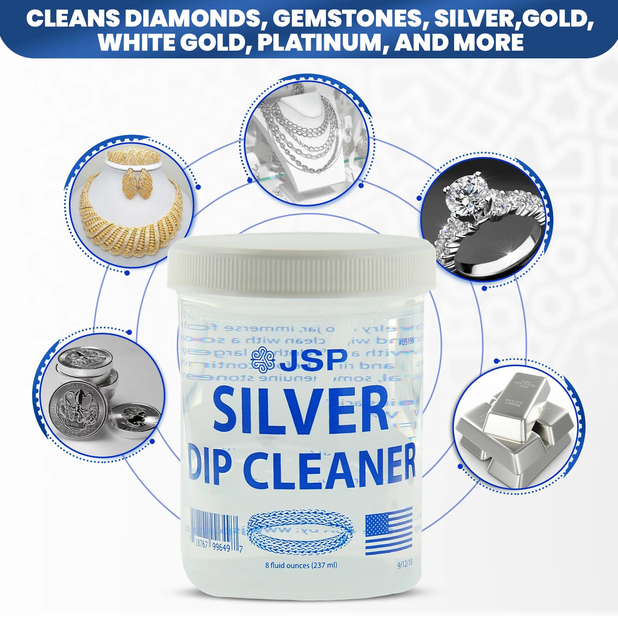 Sterling & Silver Dip Cleaner Tarnish Remover 925 Jewelry Cleaning Solution 8oz JSP