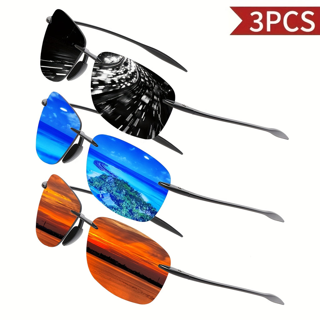 3/6 Pairs Of Men's Polarized Glasses, Ultra Light PC Frame, UV Resistant, Wear-resistant, Anti Glare High-definition Lenses, Suitable for Activities And Driving, A Great Gift for