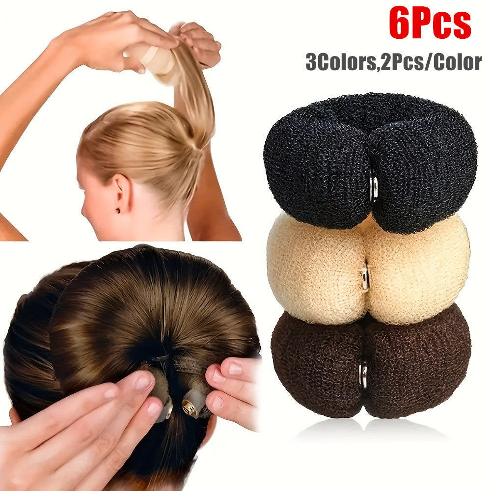 6pcs/ set of elegant invisible fluffy headbands, hair bun maker, suitable for party and holiday hairstyle design, perfect for casual wear, Christmas, New Year, Valentine's Day gifts