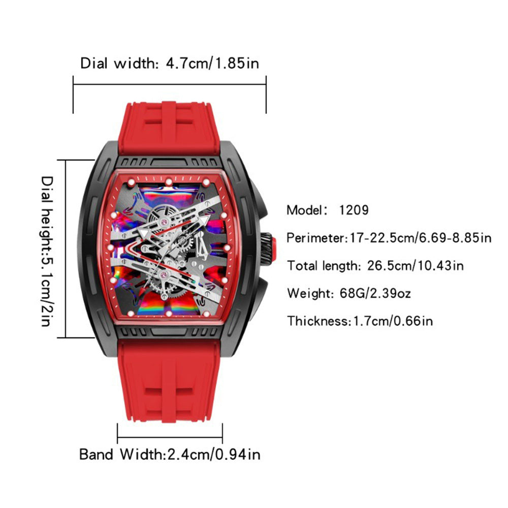 Relogio Masculino Top Brand Men'S Barrel Shape Watches, Luxury Male Quartz Wristwatch, Trendy Retro Style Watch For Man, Silicone Strap, Fashion Trend Men Business Watch, Holiday Birthday Gifts