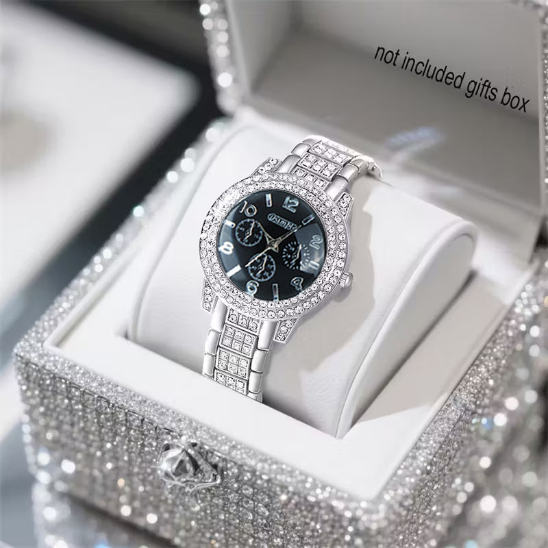 6pcs/set Watches for Women, Luxury Jewelry Set with 5pcs - Bracelet, Necklace, Earrings, Ring Jewelry for Women Set, Elegant Womens Watches, Valentine's Day Birthday Gifts for Women, Reloj De Mujer, Watches for Women, No Boxes.