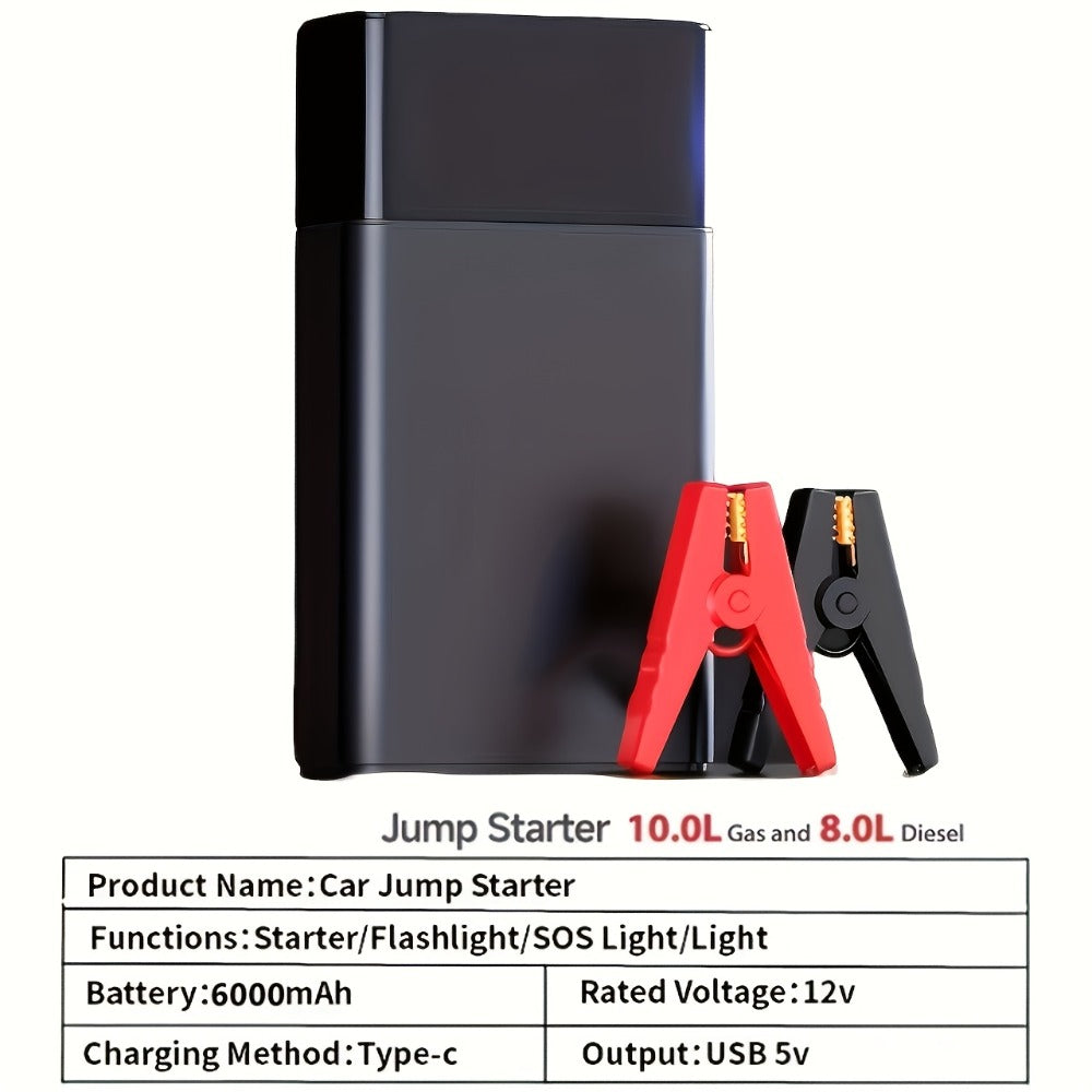 [Portable Car Jump Starter] 10000upgrade 7-in-1 Multi-Functional Emergency Jump Starter, Portable Car Battery Starter, Suitable For 2.64-Gallon Gasoline Or 2.38-Gallon Diesel Batteries, LED Emergency Lights, And Car Emergency Tools