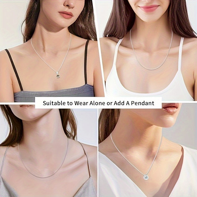 S925 Sterling Silver Women'S Necklace - Box Chain with Lobster Clasp, Dainty & Durable | Perfect for Pendants, 16-24 Inches Adjustable | Women'S Jewelry, Teen Trendy Accessory, Chain/Necklace | Christmas Gift | Local Warehouse