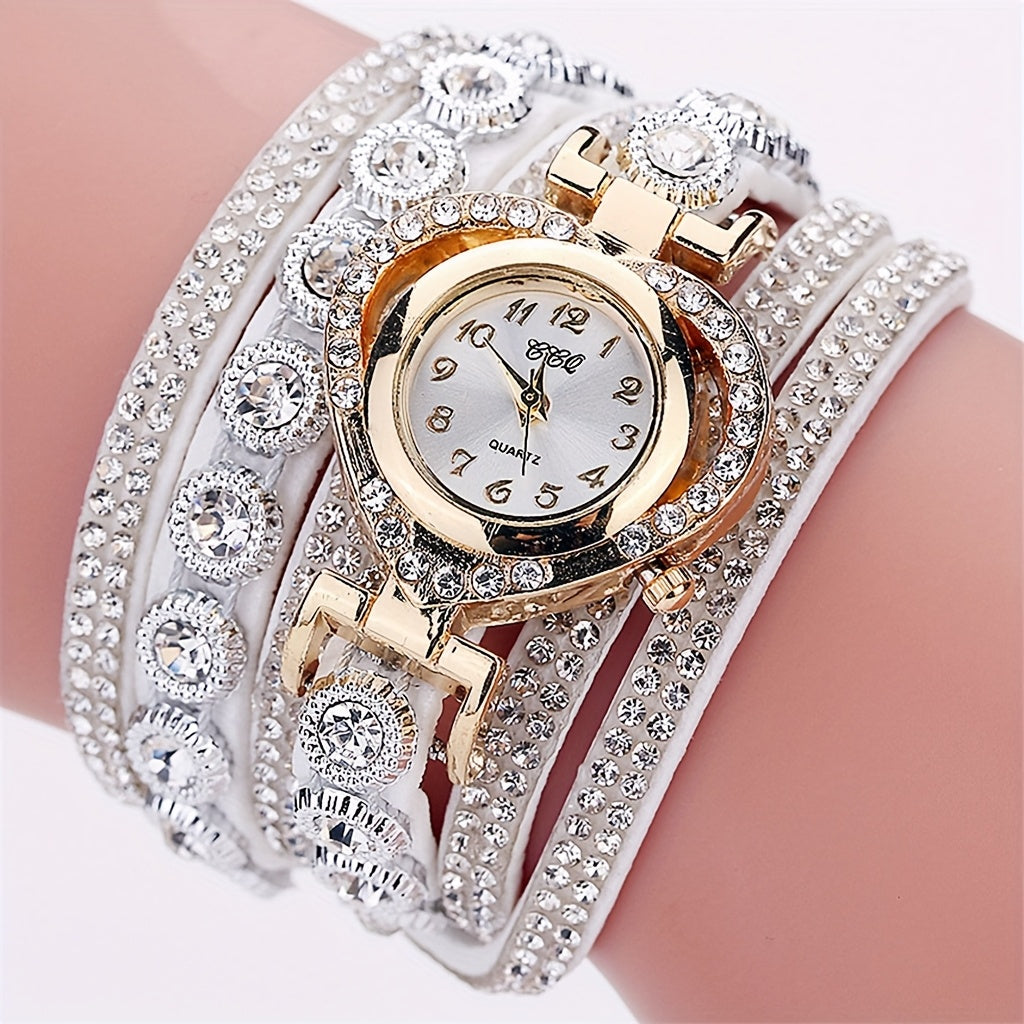 Ladies' Luxury Rhinestone Bracelet Wristwatch Multilayer Analog Watch Birthday Christmas New Year Gifts