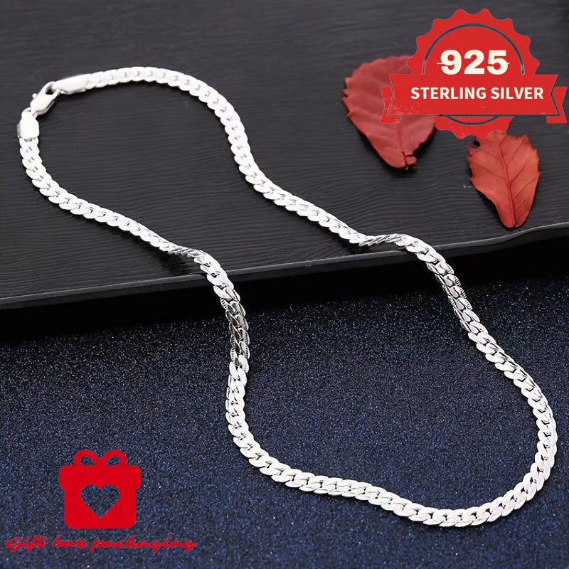 925 Sterling Silver Snake Bone Necklace, Handmade, Suitable For Men And Women, Gift For Her/mom/girlfriend, Christmas, Valentine'S Day, Birthday, Gift Box Packaging, Buy Three Get One Free, Total Weight Of The Product(Silvery Gram Weight 6.25g)