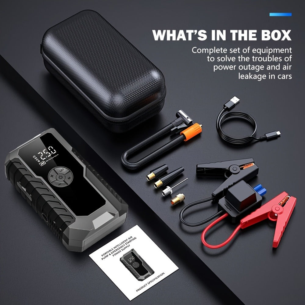 Portable Car Emergency Jump Starter, 12V Car Battery Charger, 160PSI Air Pump Emergency Starter and Single Starter, Multiple Styles, Automotive Accessory Tool, LED Light, Battery Charger, Winter Essential, Holiday Gift