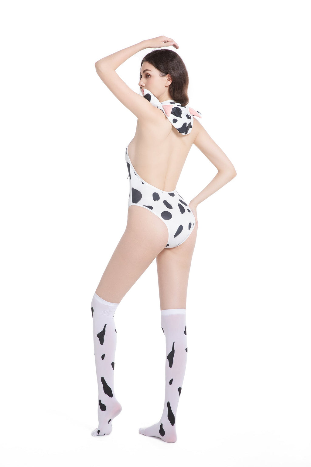 T-1621 Sexy Deep V Temptation Pure Cow Print Plus Size Onesie Pure Desire Uniform Set