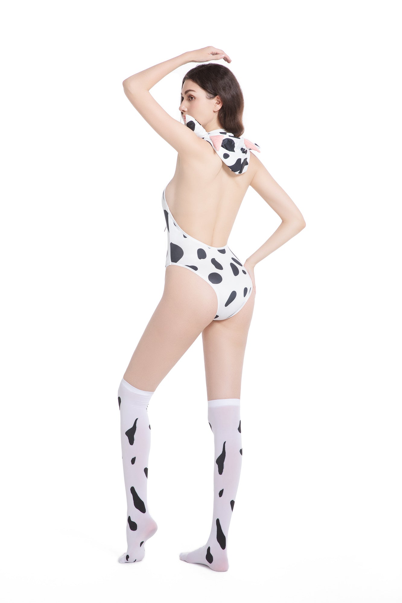T-1621 Sexy Deep V Temptation Pure Cow Print Plus Size Onesie Pure Desire Uniform Set