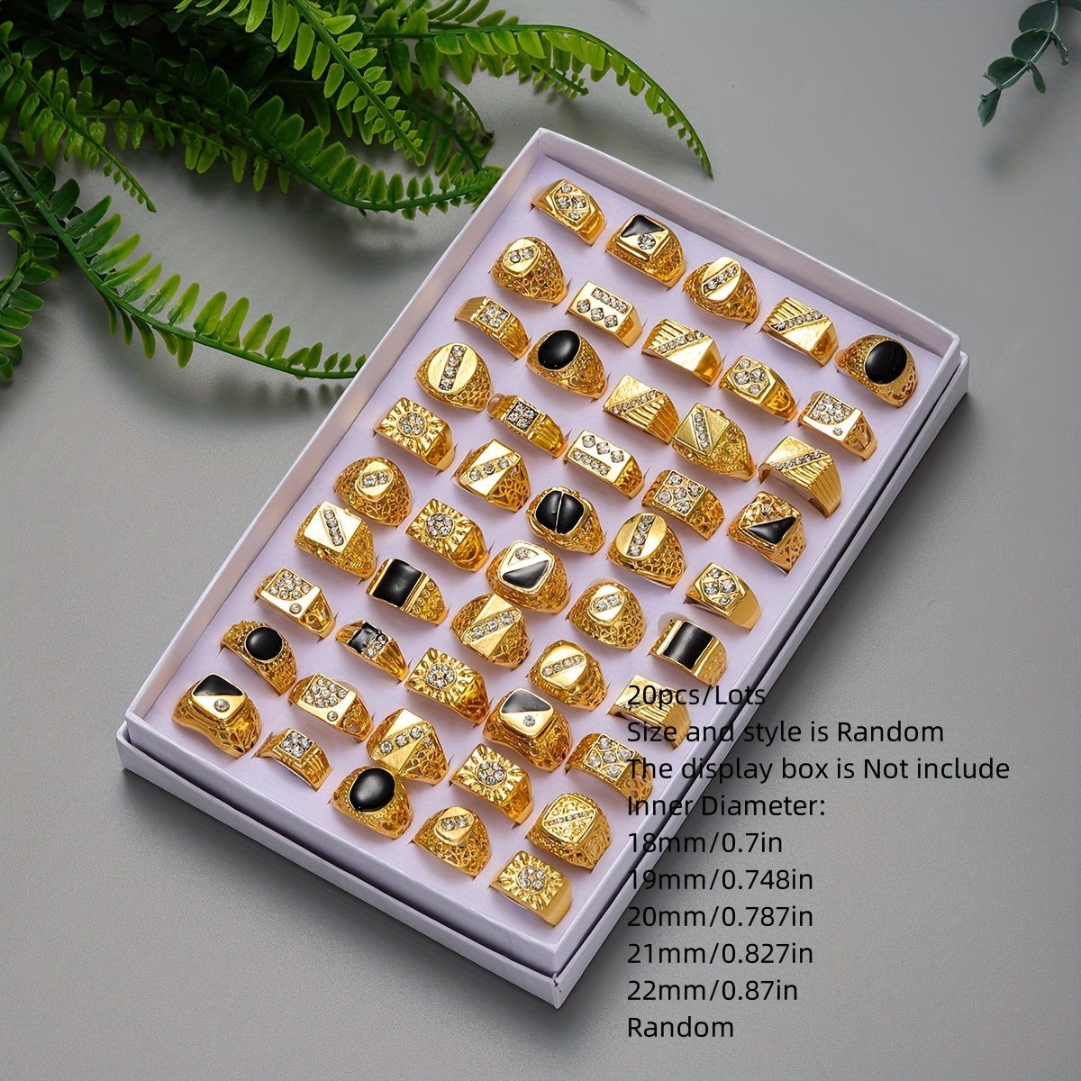 20pcs Men Ring Set Durable High-End Men Gifts Ideas Christmas Random Sizes and Styles Ring for Casual Attire and Parties Perfect Holiday Gifts Women Men's Rings