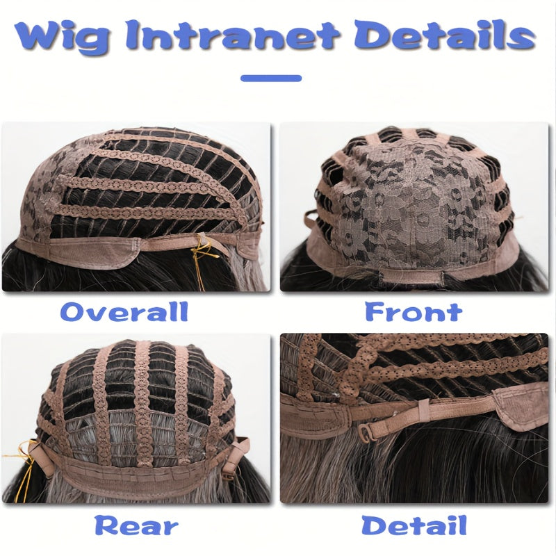 Costume Wig, Fashionable Gradient Black to Gray Wig, Long Curly Hair - Heat-Resistant Synthetic Fiber, Suitable for Women, Natural Style, Suitable for Daily Wear And Role-Playing