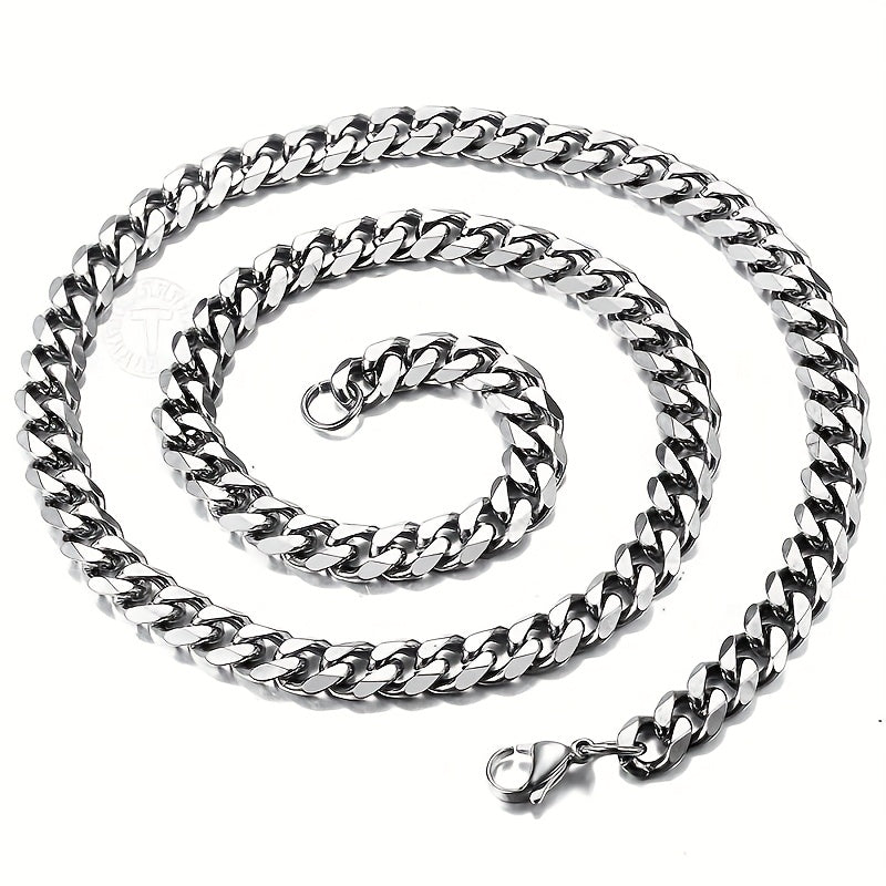 Stainless Steel Cuban Curb Chain Silvery 16"-30" Men Choker Fashionable And Beautiful Necklace 3/5/7/9/11Mm