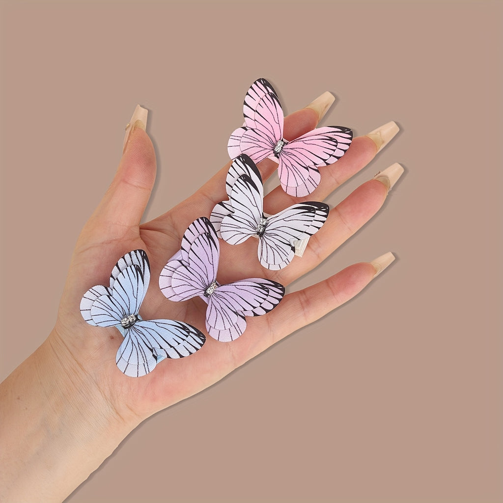 12pcs/set New Luxury Shiny Sequin Double-layer Butterfly Clip, Women'S Fashionable Double-layer Acrylic Butterfly Hair Clip, Suitable For Daily And Holiday Party Wear, Women'S Y2k Headwear Hair Accessories