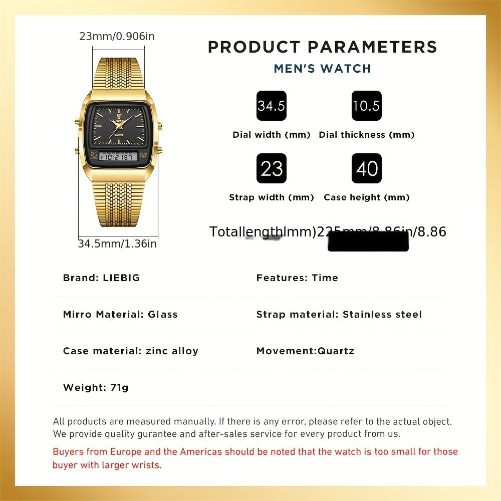 LIEBIG Dual-Display Electronic Quartz Wristwatch for Men and Women, Casual and Fashionable, Trendy Style, Gift Choice, Suitable as a Men's Gift, Luxurious Configuration, Business Watch with Watch Box