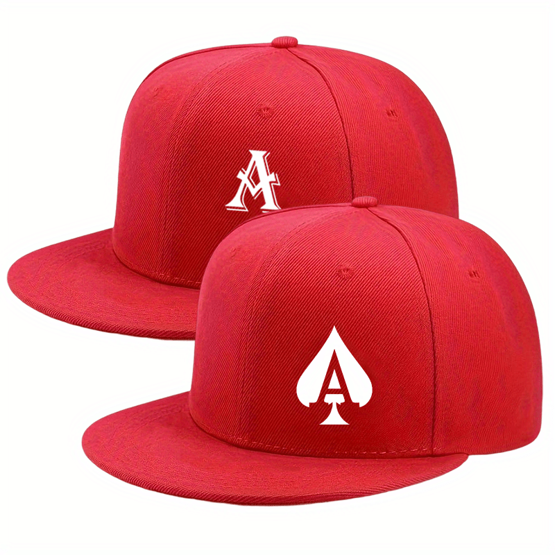 2D Flat - A Pair of Monogram-Style Fashion Hip Hop Baseball Caps for Both Men And Women, Featuring an Adjustable Fit, a Straightforward Casual Urban Design, a Flat Brim, Appropriate for Any Season, with a Distinctive Style