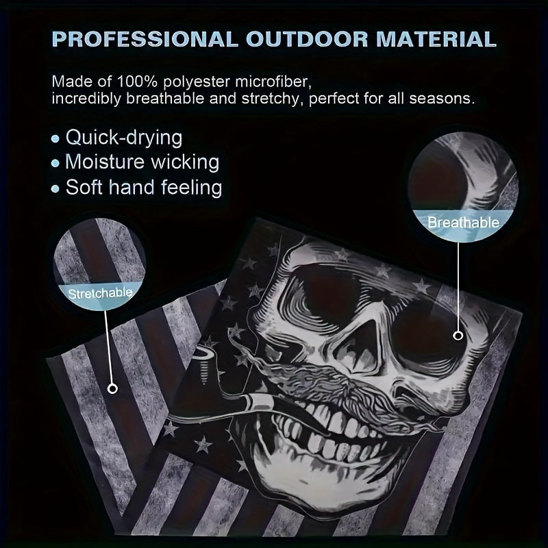 6-Pack Skull Design Balaclava Bandanas - Windproof, UV Protection, Elastic Neck Guard - Versatile Headwear for Cycling, Skiing, Winter Sports - Durable PC Material, Hand Washable - Outdoor Adventure Head Covers