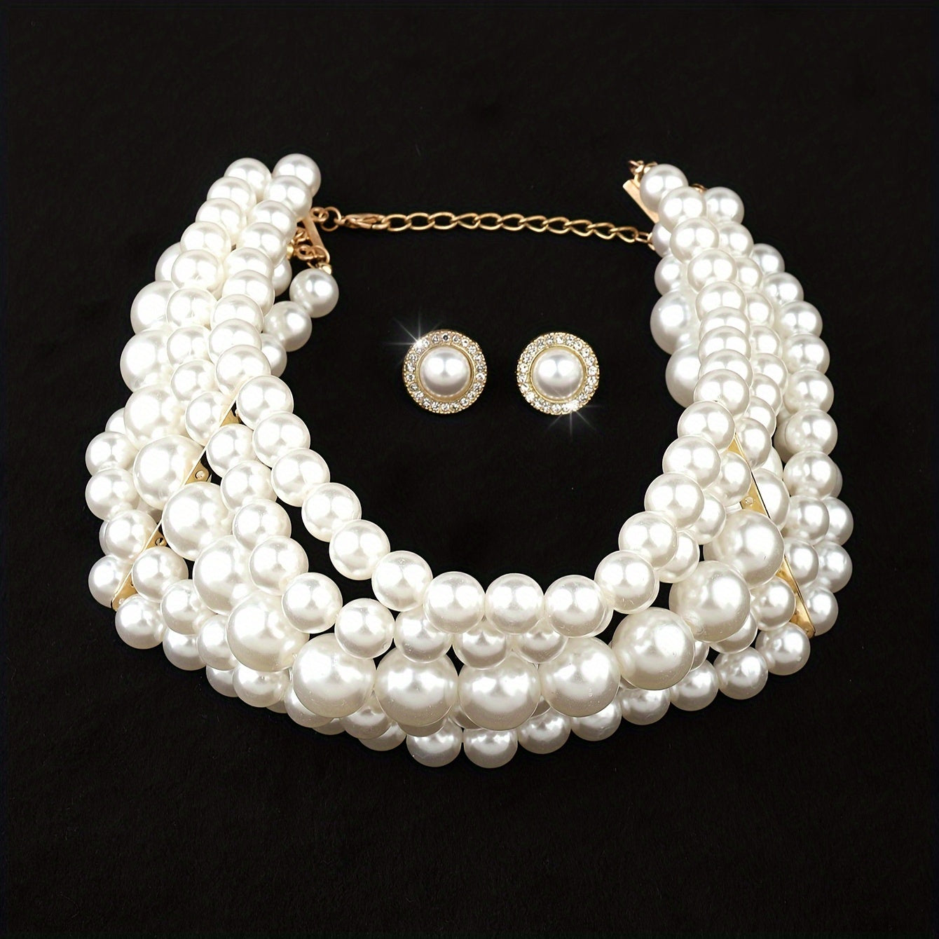 [Multi-Layer Jewelry Set] European And American Cross-Border Large And Small Metal Multi-Layer Necklace Foreign Trade Fashion Round Geometric Earrings Jewelry Set