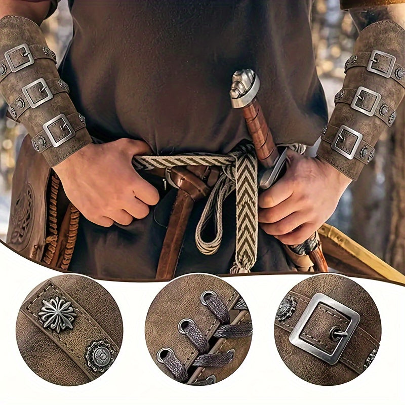 A Pair of Entirely Handcrafted Halloween-Themed Medieval Knight Wrist Guards for Cosplay And Stage Performances