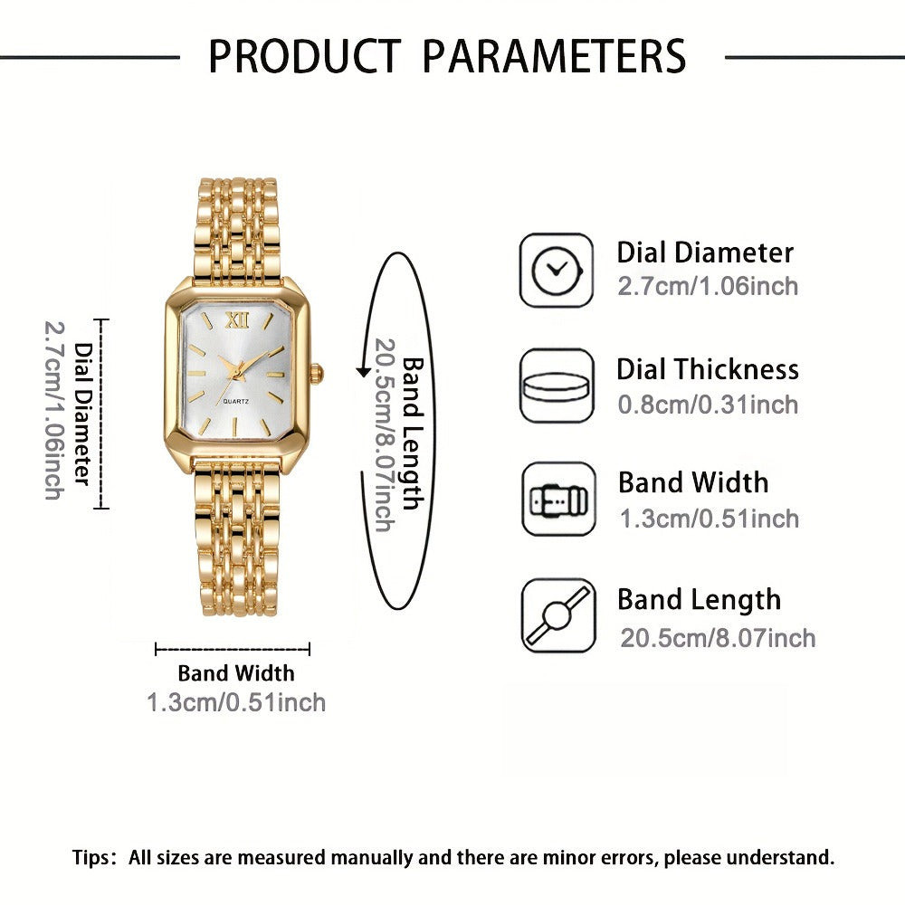 6pcs/Set Women Watches Set And 5pcs Luxury Jewelry for Women Set, Bracelet, Necklace, Earrings For, Ring, Elegant Watches for Women Set, Perfect for Mother'S Day, Valentine'S Day Birthday Gifts for Women, Women'S Watch, Boxes Not Included