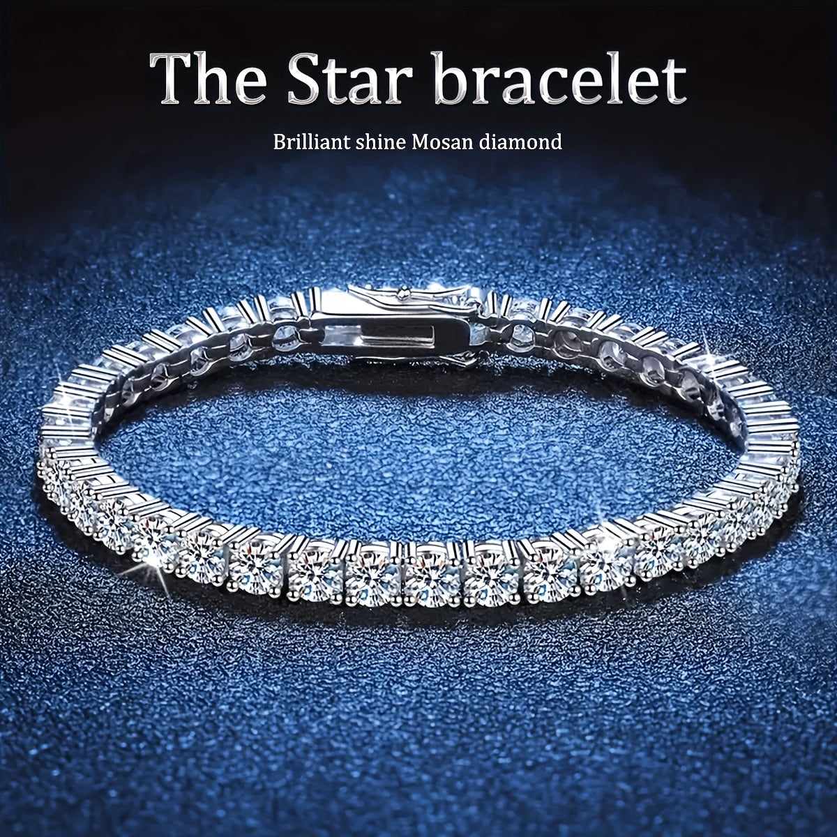 Tennis Bracelet 925 Sterling Silver 5mm 0.5-carat Moissanite, Exquisite Jewelry Gift, Suitable For Banquets And Dinners, Hip-hop, Couple Style, Wedding Gift, Anniversary Gift, Christmas And Birthday Gift