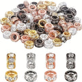 40pcs Golden & Silvery Large Hole Rondelle Beads DIY 10mm Rhinestones Spacer Beads, Large Hole Rondelle Beads for DIY Jewelry Making - Charm Bracelet & Necklace Craft Supplies
