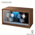 1pc 3/6 Slots Automatic Watch Winder, Wood Grain Pattern Transparent Cover And LED Light Winder Suitable For Men'S And Women'S Watches, USB Cable Watch Winder, Without Battery