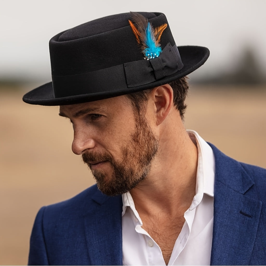 Valentine's Day Gift - Adjustable Pork Pie Hat - Premium Wool - Ideal for Dress Parties, Weddings, Festivals, and the Best Choice for Christmas Gifts