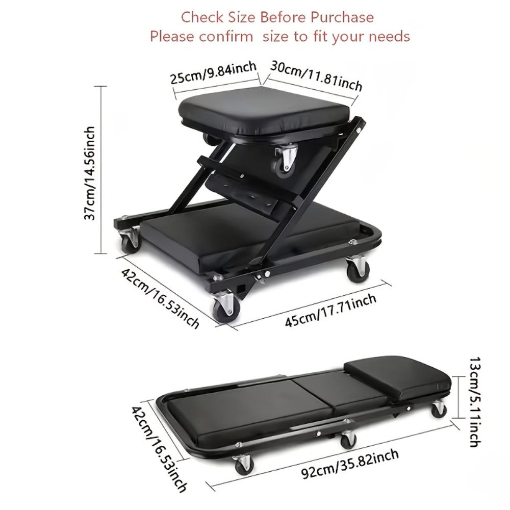 Shaped Wheeled Creeper Stool(Sold Separately), Foldable/Non-Foldable Crawler Mechanic Seat, 300 Lb Load Capacity with 6 2.5-Inch Casters, Great Gift for Men