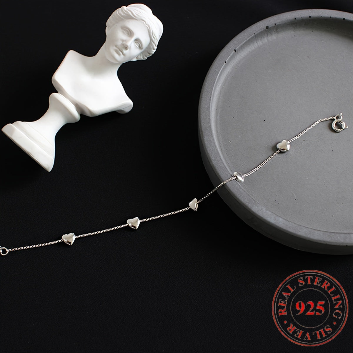 [Birthday Gift Valentine's Day] 925 Sterling Silver Heart-Shaped Ankle Chain, Creatively Smooth, Elegant and Simple, a Birthday Gift for Girlfriends/ Mothers, Valentine's Day Gift