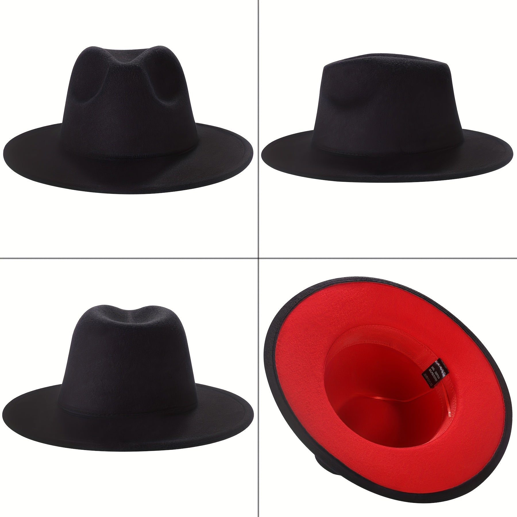 Men's Women's Two Tone Wide Brim Fedora Hat Trilby Panama Jazz Cap