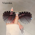 VIUIRNKA Women'S Glasses, Classic Semi-Rimless Design with Studded Details, Trendy Versatile Black Frame with Case, Lightweight Fashion Statement, Perfect for Halloween & Christmas Gift Giving, Chic Daily Wea