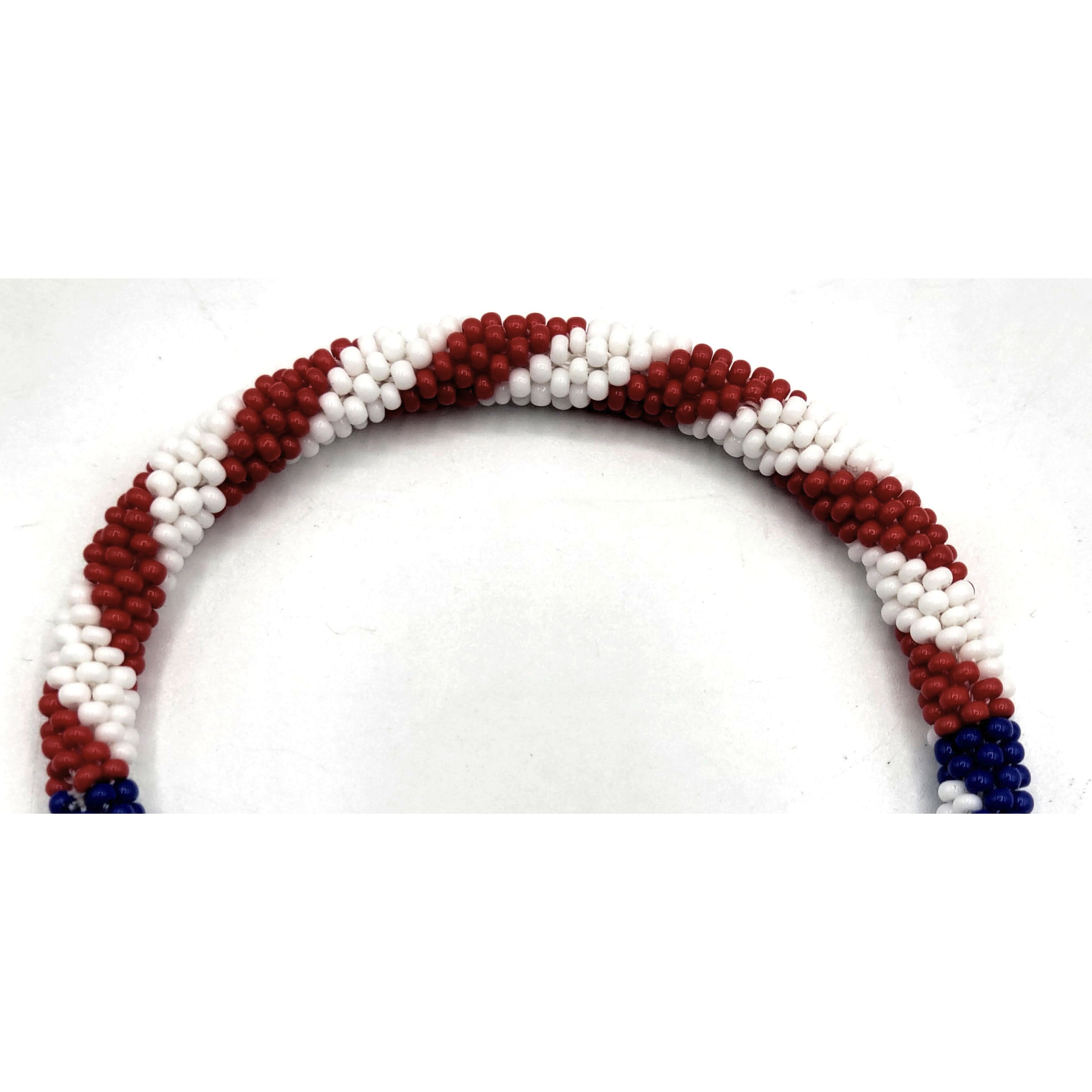 Set of 2 Handmade USA Flag Patriotic Color Design Bracelet Jewelry From Nepal – Glass Beaded Roll-On Crochet Bracelets for Men & Women, Boho Hippie Style, Artisan-Roll-On Bangles, Great Gift for USA Lovers Vacation Style Nepal Artisanship, Patriotic Wrist