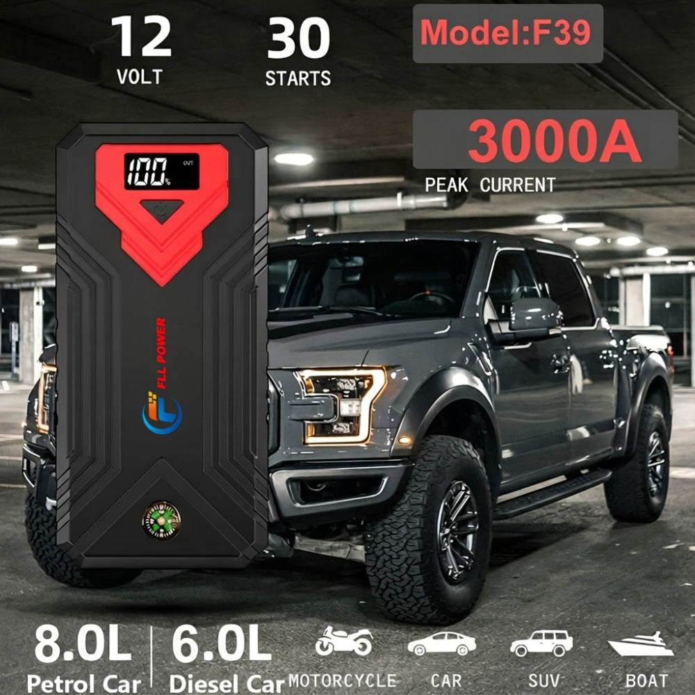 [Portable Power Bank] Jump Starter Power Pack, 1600A/3000A/3500A Car Battery Booster 12V Portable Car Jump Starter Power Bank for Gas N Diesel Cars, with USB Charge Ports And LED Flashlight