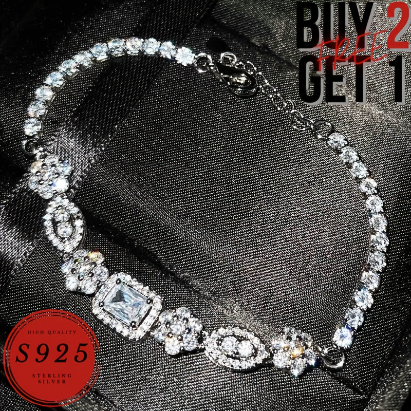 925 Sterling Silver Artificial Diamond Bracelet for Men and Women, Italy Fashion Jewelry with Gift Box, Multi-Size Necklaces - Birthday, Party, Holiday Gifts for Boyfriend, Girlfriend, Wife, Husband (Buy 2 Get 1 Free)