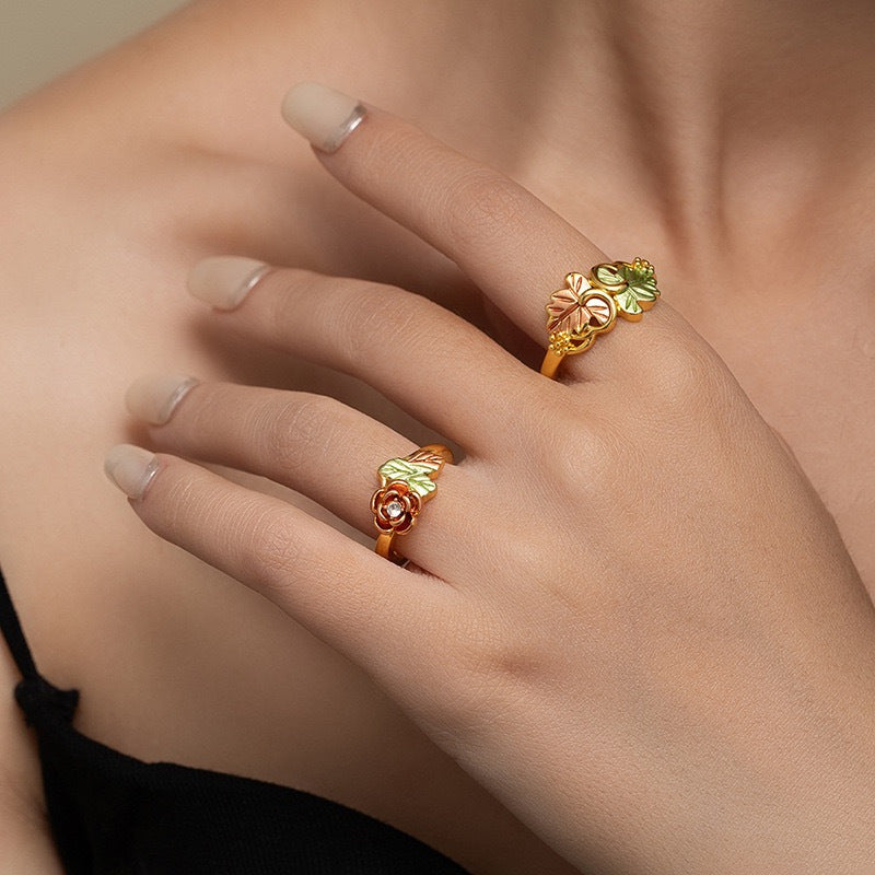 4pcs14K Gold-plated Exquisite Leaf Design Ring - Suitable for Daily Wear and Special Occasions, Perfect Gift for Birthdays, Anniversaries, and New Year's (ladies, Friends, Family), Delicate Craftsmanship, Cute Accessories