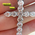 11ct Moissanite 925 Silver Cross Necklace, Total Weight Of The Product (3.66g)