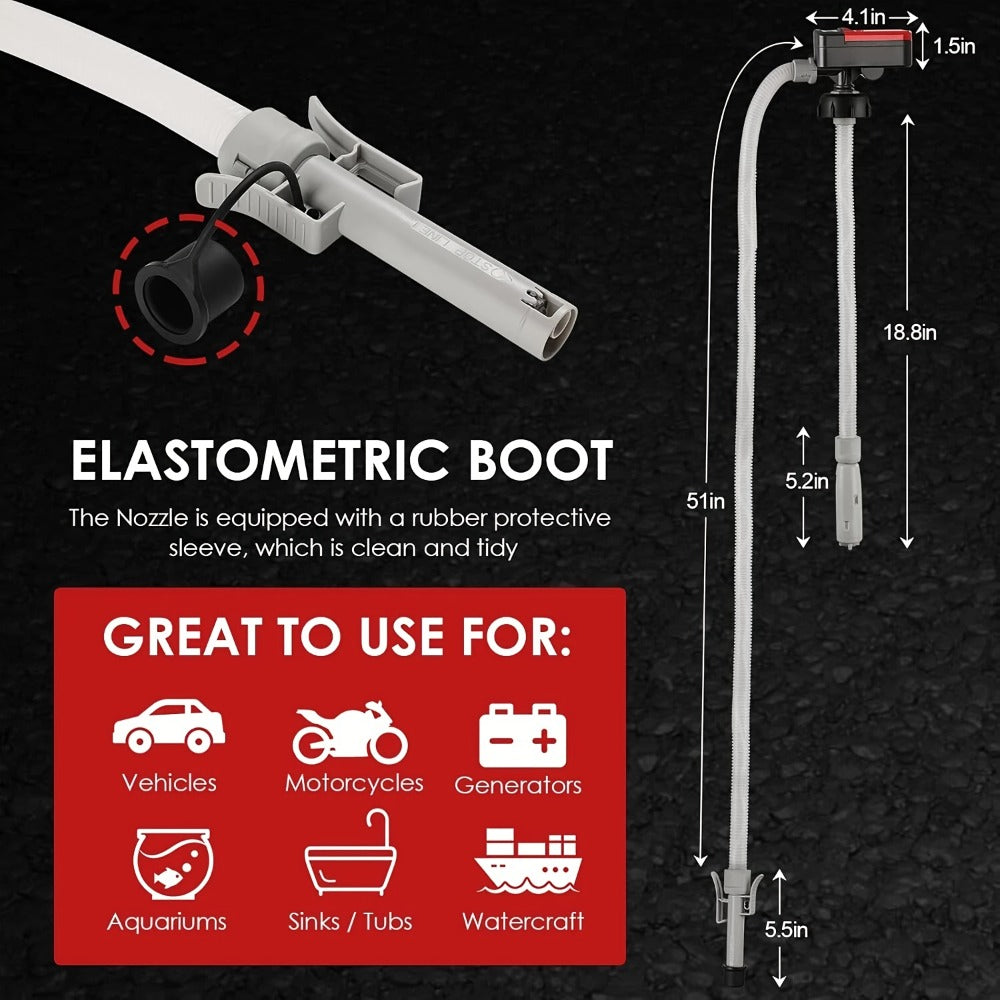 [Portable Gas Can Pump] Automatic Fuel Transfer Pump With Auto-Stop, 51'' Extra Long Hose, 3.2 Gallon Per Min, Battery Or USB Powered, 4 Can Adapters, Fast And Safe Portable Gas Can Pump For Oil, Diesel, Gasoline