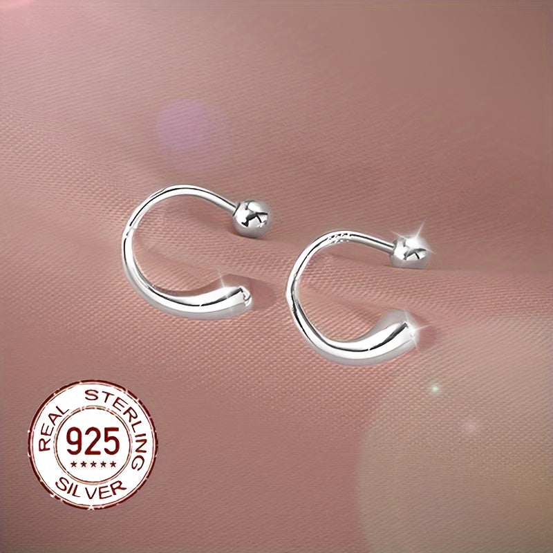 Pair of Fashionable Earrings for Women, S925 Sterling Silver Teardrop Earrings with Screw-Back Design, Versatile and Minimalist, High-End New Style for Casual Attire, Gifting, or Vacation, Pure Silver Jewelry