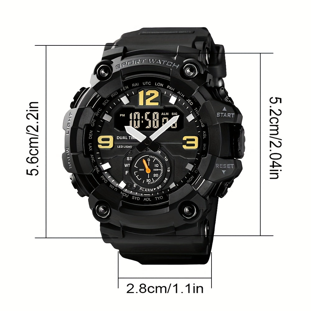 [Ideal Gift] Men's Sports Digital Dual-Display Watch Is Easy And Fashionable with a TPU Strap, The Best Choice for Gifts