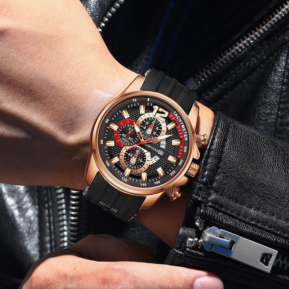 1pc Men'S Fashion Casual Quartz Watch, Silicone Strap, Date Display - Stylish Casual Wristwatch for Casual Attire, Casual Wristwatch | Sporty Watch Design | Quartz Movement, Thanksgiving, Christmas The Perfect Gift Reloj Para Hombre.