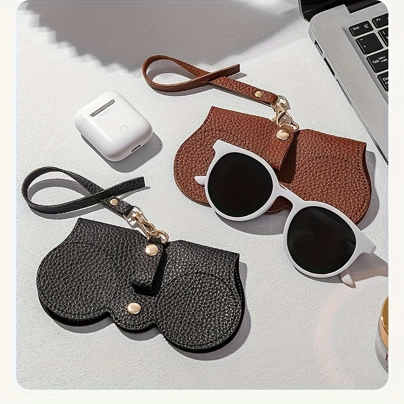 10-Pack Portable Stylish Faux Leather Case - Cute Clip-On Design with Golden Clasp Eyewear Holder for Women, Bag Pendant, Glasses Protection Cover for New Eyeglasses