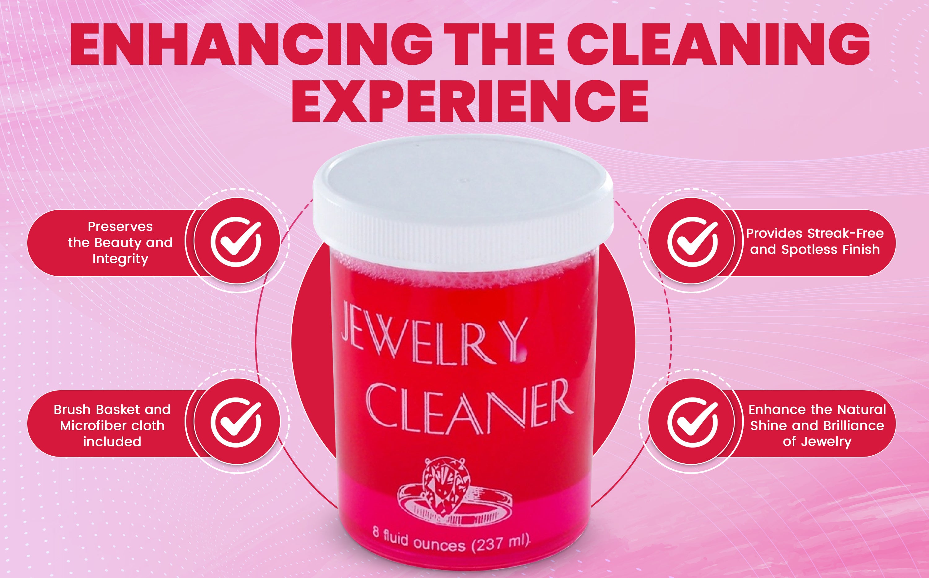 JSP Jewelry Cleaner 8 fl oz – Gold, Silver & Platinum Dip with Brush & Cloth – Fast Acting