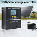 100A MPPT Solar Charge Controller with LCD Display, Auto Tracking, Compatible with Lead-Acid Batteries, Ternary Lithium Batteries, Lithium Iron Phosphate Batteries, Suitable for Off-Grid Solar Systems, Rvs, Ships, Without Battery