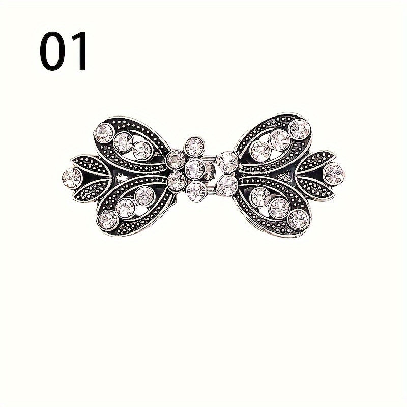 3pcs Elegant Sweater Clips With Water Drill, Vortex Clip, Cloak Clip, Vintage Cardigan Clip, Shawl Clip, Dress Clip, Shirt Clip, Sweater Clip - Suitable For Ladies' Jackets, Scarves, Etc.