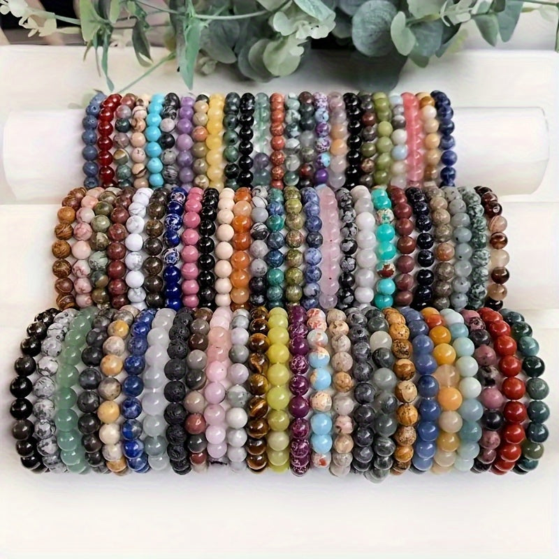 [Birthday Gift, Christmas Gift] 20pcs Glass Bracelets, Random Color Glass Beads Bracelets for Women and Men, 8mm Round Beads Stretch Bracelets, Birthday Gift, Women's Bracelets, Men's Bracelets, Gifts for Her, Christmas Gift