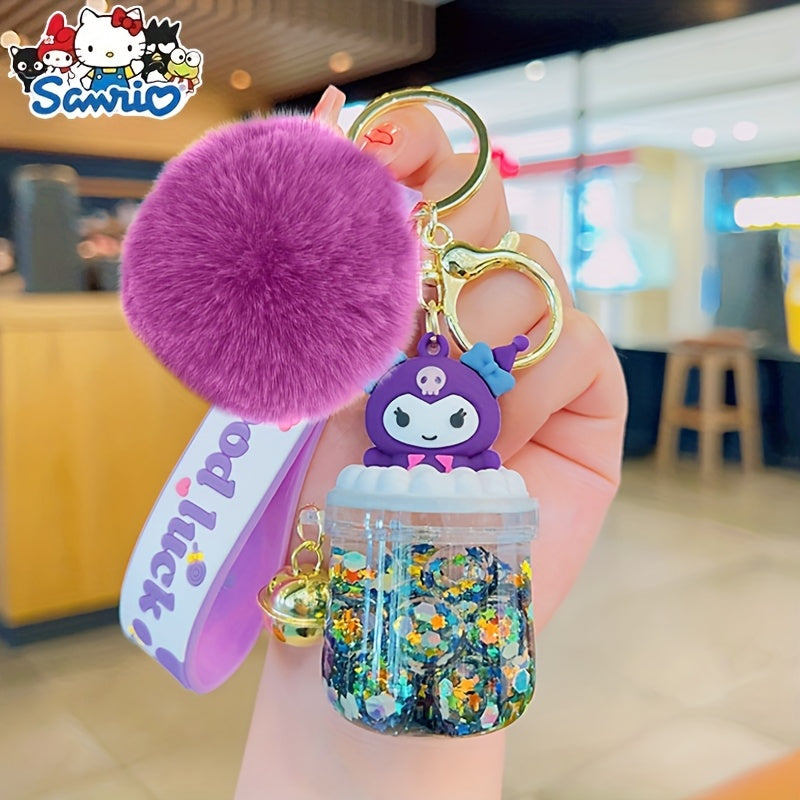 10pcs Sanrio Hello Kitty And Kuromi Keychains, Cartoon Cute Glitter Key Rings, Bag Pendants, Car Key Fobs, Plus Bright Balls More Eye-Catching, Set of Keychains, Key Rings, Pendants, Additions, Suitable for Women'S Exquisite Holiday, Birthday Small