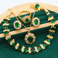 5pcs - Classic Stylish Inlaid Synthetic Cubic Zirconia Jewelry Collection - Features Bracelet, Ring, Earrings, Necklace Pendant, 18K Golden Plated, Ideal for Valentine'S Day Weddings, Christmas Presents