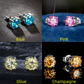 4Pairs VVS1 moissanite S925 925 Silver Colorful Champagne Olive Red Pink Green Blue Round Cut Stud Earrings for Men Women