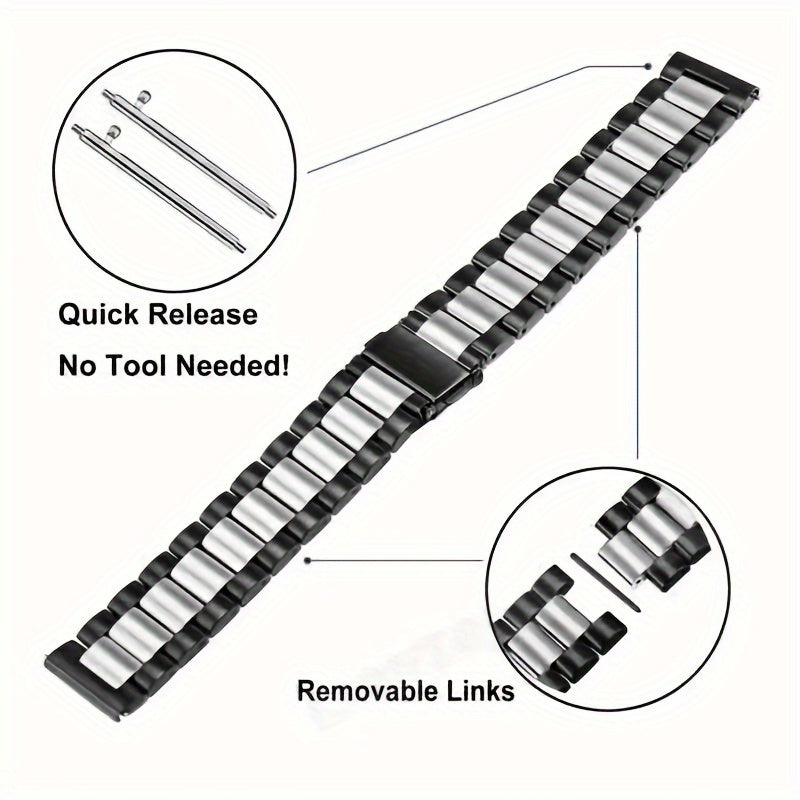 Quick Release Metal Chain Watch Bands - Stainless Steel Link Watch Strap Bracelet 18mm 20mm 22mm - For Men & Women - Suitable for Everyday Wear - Perfect Gift for Watch Enthusiasts