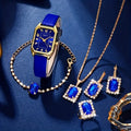 6pcs Women's Elegant PU Leather Quartz Watch & Jewelry Set with Matching Bracelet, Ring, Earrings, Necklace - Elegant Wristwatch Gift Suitable for Weddings,, Birthdays - Complete Accessory